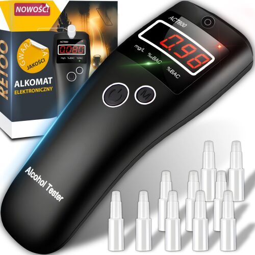 Alkomat półprzewodnikowy elektroniczny LCD 10 ustników 144537038