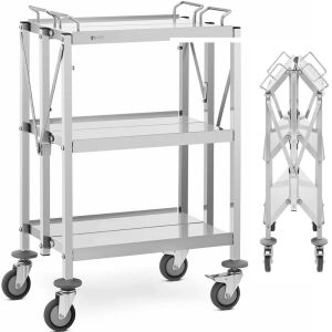 Összecsukható pincérkocsi, rozsdamentes acél, 3 polccal, 90 kg-ig 144551711 - Zsúrkocsi