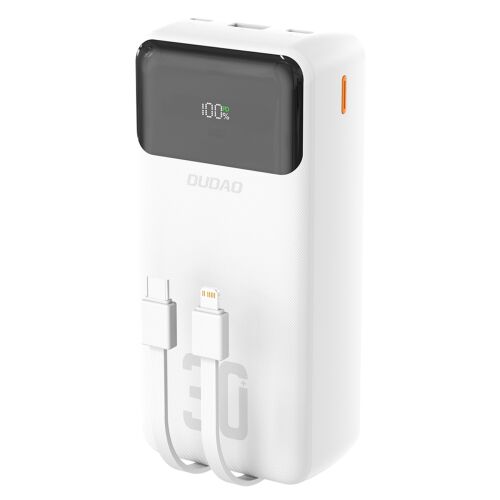 Powerbank 30000mAh z wbudowanymi kablami PD 22.5W - biały 144553423