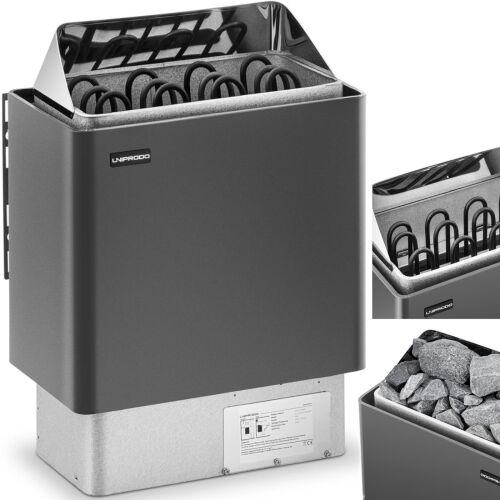 Elektromos szaunakályha 5-9 m3, 110°C-ig, 400 V, 6 kW, fekete és ezüst színben