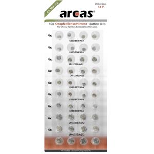 Arcas | AG készlet (8xAG1, 8xAG3, 8xAG4, 8xAG13, 4xAG5, 4xAG12) | Lúgos gombelemek | 40 db. 144554888 - Elem & akkumulátor