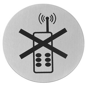 Öntapadós információs tábla TELEFON HASZNÁLATA TILOS, rozsdamentes acél, átmérő 75 mm - Hendi 663653 144579356 - Információs tábla