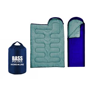 Kapucnis hálózsák, 2 az 1-ben utazópaplan, kék