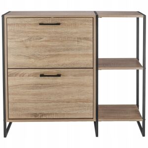 Cipőszekrény, 2 rekeszes cipőtartó, tágas fiókos komód az előszobába, LOFT