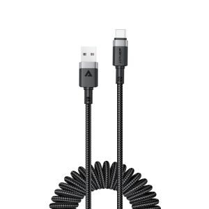 Spirálkábel USB-A - USB-C 480Mb/s 3A 1.2m - fekete 144598528 - Kábel