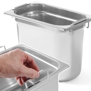 GN tartály kihúzható fogantyúval, rozsdamentes acél, GN1/4, 265x162mm, magasság 200mm - Hendi 803608 144606836 - Konyhai eszköz