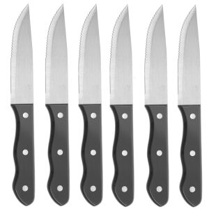 Rozsdamentes acél steak kés, széles pengével, 250 mm hosszú, 6 darabos készlet - Hendi 781456 144614332 - Konyhakés