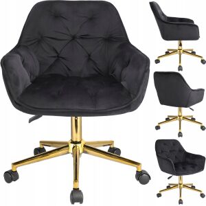 LARGO karosszék, fekete, arany lábon