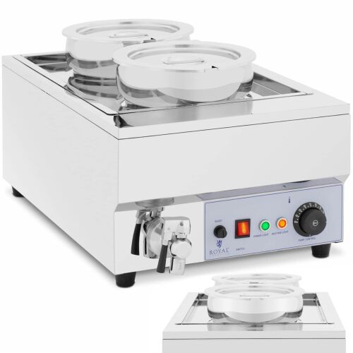 Bain-marie elektromos melegítőállomás leveshez, fondühöz, csokoládéhoz, 1500 W, 2 x 7 l 144621542