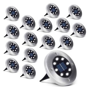 Napelemes talajlámpák alkonyszenzorral, 16 darabos készlet