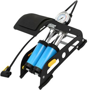 Pompka nożna dwutłokowa do samochodu roweru z manometrem 10 BAR 144622860 - Kert