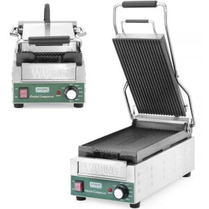 Grill kontaktowy ryflowany Panini Compresso Slimline 140 - 300 C 1800 W 144629276 - Asztali grillsütő