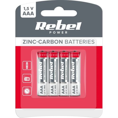 Cink-szén elemek REBEL R03 R3 4xAAA bliszter