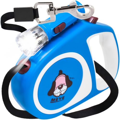 Smycz automatyczna zwijana dla psa kota z blokadą latarką LED do 15 kg 5 m - niebieska 144634737