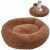 Okrągłe pluszowe łóżko, brązowe - 60x60 144642790