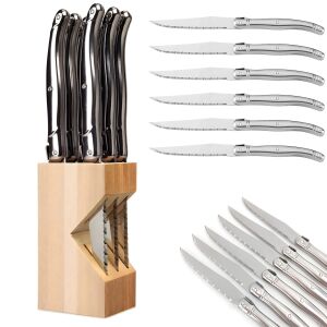 Zestaw noży kuchennych ząbkowanych do steków grilla BBQ w bloku - 6 el. 144652355 - Konyhakés