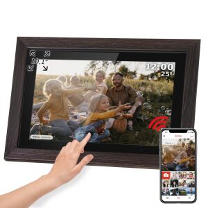 Kruger&Matz FRAMEO Wi-Fi 10.1" digitális képkeret, kiváló minőségű fa kerettel