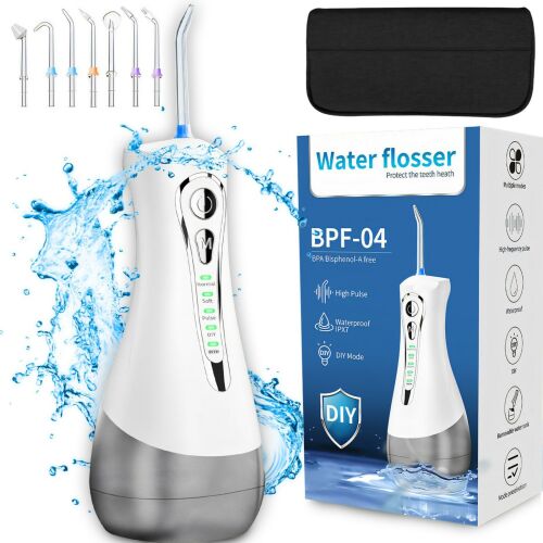 Irygator dentystyczny do zębów bezprzewodowy 4 tryby 7 końcówek 300 ml - zestaw 144669903