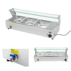 Bain-marie fűtött vitrin üveg előlappal, fűtött büfé + 3xGN 144671693 - Konyhai eszköz