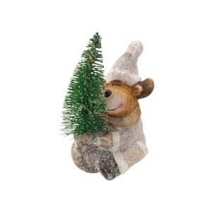 Karácsonyi világító kerámia figura – fa alatt ülő rénszarvas