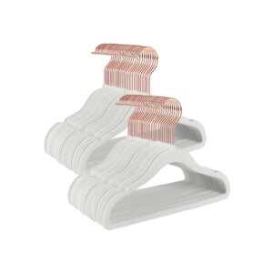 SONGMICS Gyermek Bársony Vállfa Szett Rózsaarany Akasztóval Fehér 50 db 144672446 - Vállfa és fogas