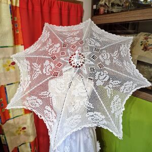 ESKÜVŐ ELE12 - Horgolt fehér színű menyasszonyi csipke napernyő 144672749 - Esernyő