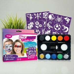 Tytoo arcfesték szett - "Starter Kit Plusz" Bewello arcfestő készlet, 8 arcfesték (4 g / szín), 29 különféle minta TY50786 144672825 - Arcfesték