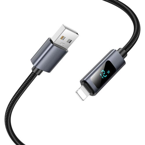 Kábel USB-A Lightning Hoco 2,4A kijelzővel 1 m X112 fekete 144673467
