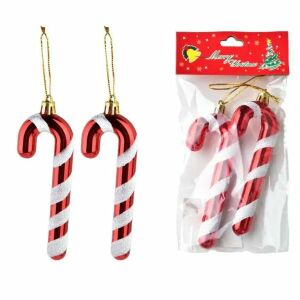 Cukorbot karácsonyfadísz készlet - 2 darabos 10x3 cm - piros/fehér 144694553 - Karácsonyfadísz