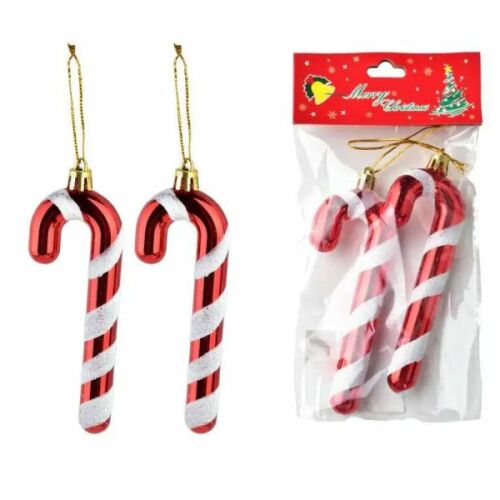 Cukorbot karácsonyfadísz készlet - 2 darabos 10x3 cm - piros/fehér 144694553