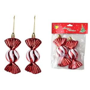 Szaloncukor karácsonyfadísz készlet - 2 darabos 11x4 cm - piros/fehér 144694560 - Karácsonyfadísz