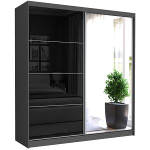 TIVARO III. Gardróbszekrény fekete üveggel, tükörrel 203x213x60 - antracit 144695516 - Baba & Tipegő