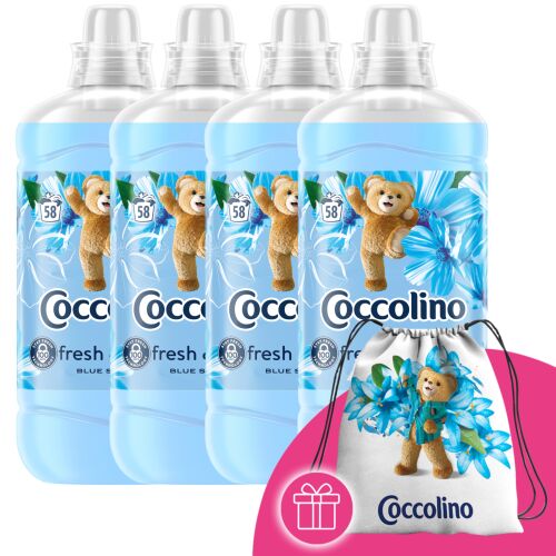 Coccolino Fresh &amp; Soft Blue Splash Rinse Concentrate 232 umývaní 4x1450ml + darček Coccolino Backpack 144699853