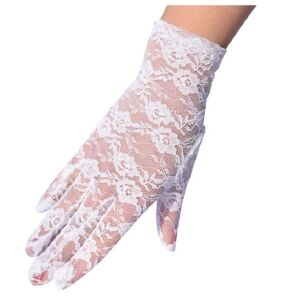 SKÜVŐ KTY22 - 21cm-es hagyományos hófehér menyasszonyi csipke kesztyű