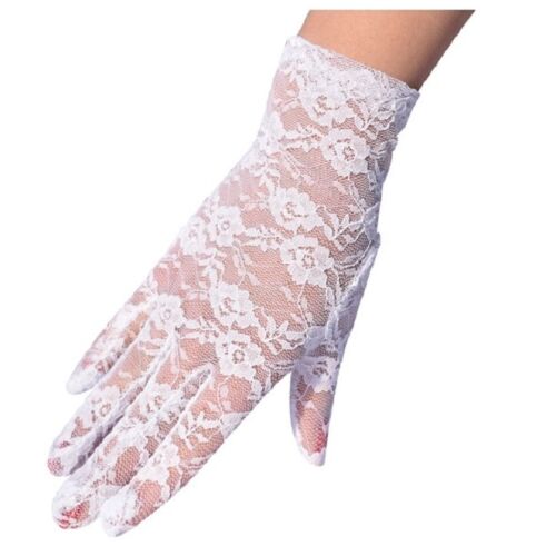 SKÜVŐ KTY22 - 21cm-es hagyományos hófehér menyasszonyi csipke kesztyű 144700299