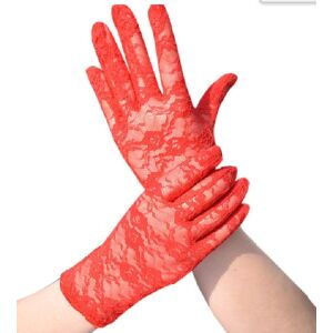 ESKÜVŐ KTY24 - 21cm-es hagyományos piros menyasszonyi, menyecske csipke kesztyű