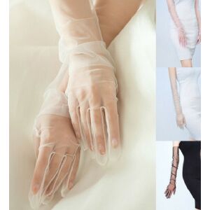 ESKÜVŐ KTY26 - 70cm-es barack színű organza hagyományos kesztyű