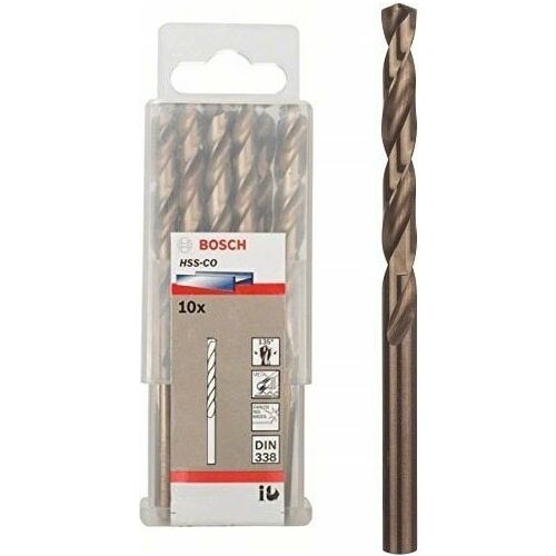 10 db fémfúró készlet, HSS-CO, 7x69x109 mm, hengeres szár 144705878