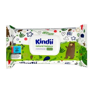 Kindii Natural Balance nedves törlőkendő csecsemőknek és gyermekeknek 60 db.