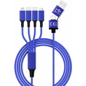Kabel USB Smrter USB-A + USB-C - 2x USB-C + Lightning + microUSB 1.2 m Granatowy (SMRTER_ELITE_C_NB) 144715682 - Konwerter USB