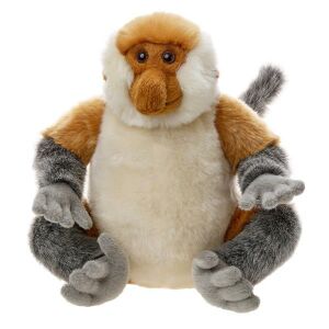 Plüss majom, 30 cm, barna/szürke/krém