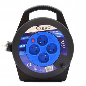 Prelungitor electric cu tambur 4 prize 10m, GEKO G17506 144718726 - Prelungitoare
