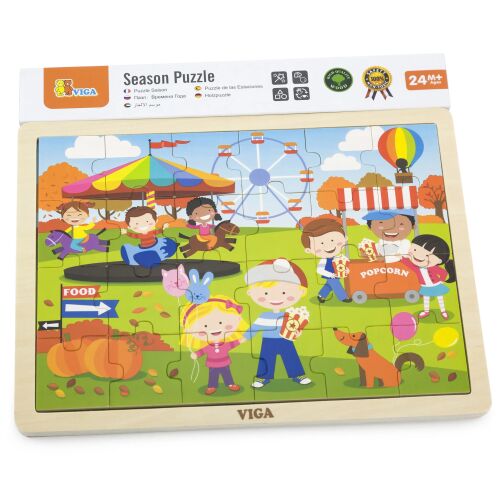 VIGA Drewniane Puzzle Jesień 24 Elementy 144719025