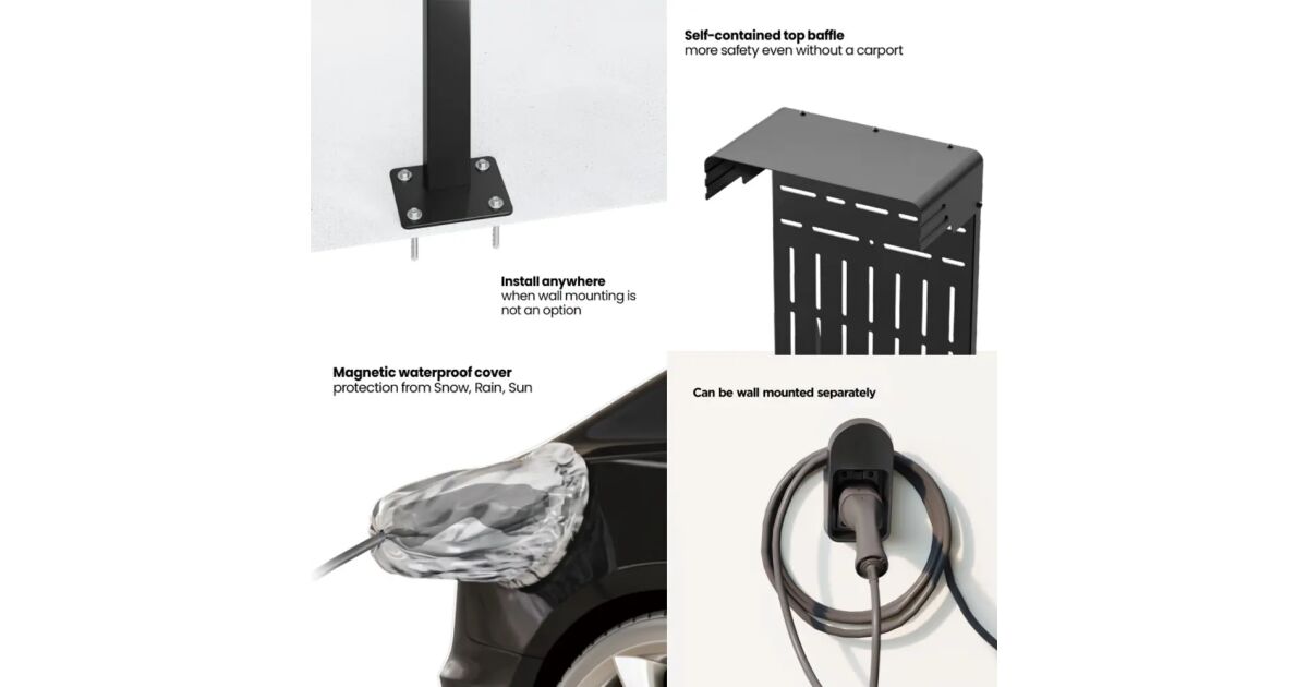 MACLEAN MCE456 SUPPORT EXTERNE POUR CHARGEURS DE VOITURE EV ET PHEV ACIER 15 KG MAX