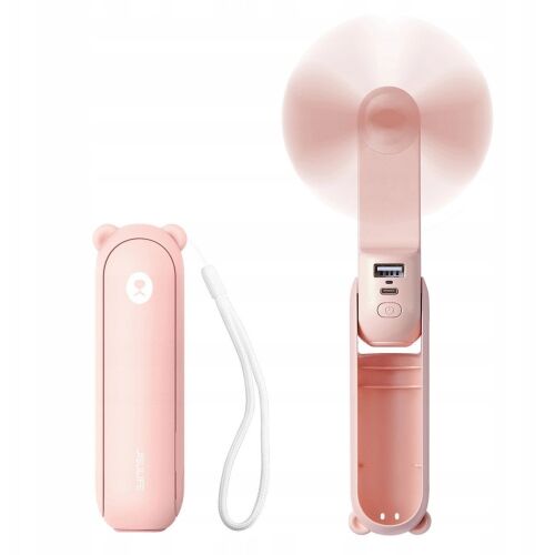 Jisulife Handheld Fan Life8 Plus Mini Ventilátor hordozható USB-s ventillátor 4500mAh powerbank funkcióval és zseblámpával - rózsaszín 144721428