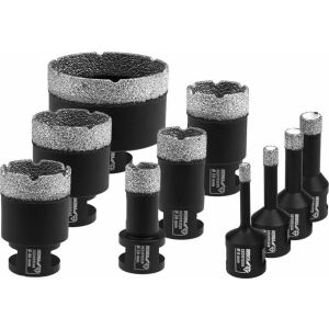 Gyémánt koronafúrók készlet VACUUM BRAZED 6-68MM 10 db 144728059 - Körkivágó & Lyukfűrész
