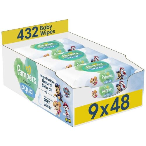 Pampers Nedves Törlőkendők Harmony Aqua Paw Patrol 9x48 db 144729707