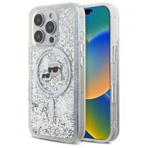 Karl Lagerfeld KLHMP16XLGKCSGH iPhone 16 Pro Max 6,9" hátlap átlátszó Folyékony Csillám Karl&Choupette Fej Magsafe 144733319 - Sport telefontok