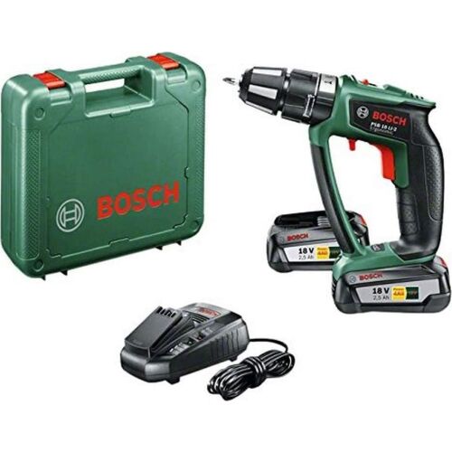 Masina de gaurit si insurubat (bormasina) pe acumulator Bosch PSB 18 LI-2 Ergonomic, 18 V, 2 trepte putere, 2 acumulatori 2.5 Ah, incarcator 144734710