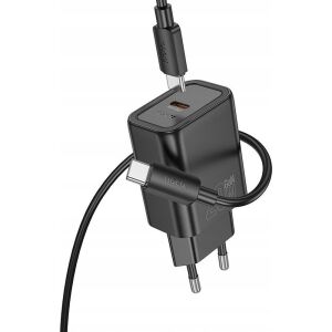 HOCO hálózati töltő Type C + Type C - Lightning kábel PD QC 20W N60 fekete